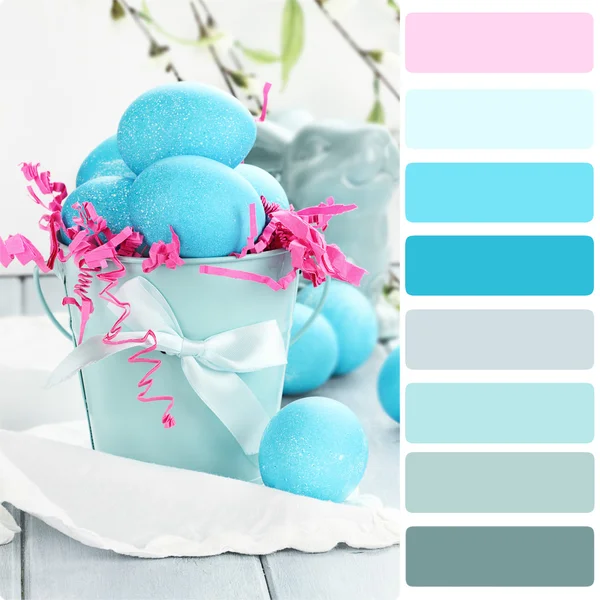 Palette blauer Ostereier — Stockfoto