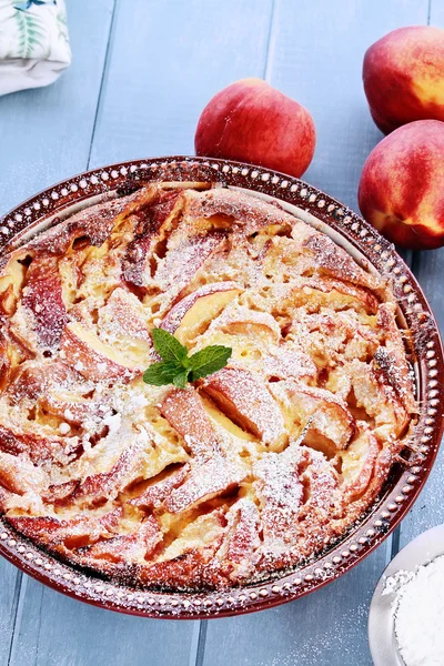 Pesca fresca Clafouti — Foto Stock