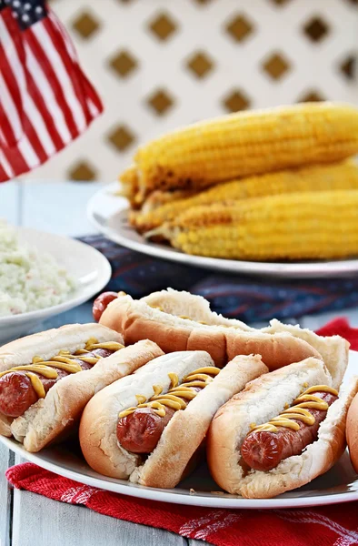 Hotdogs and Side Dishes Royalty Free Stock Images