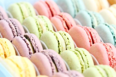 Pastel renkli Macarons