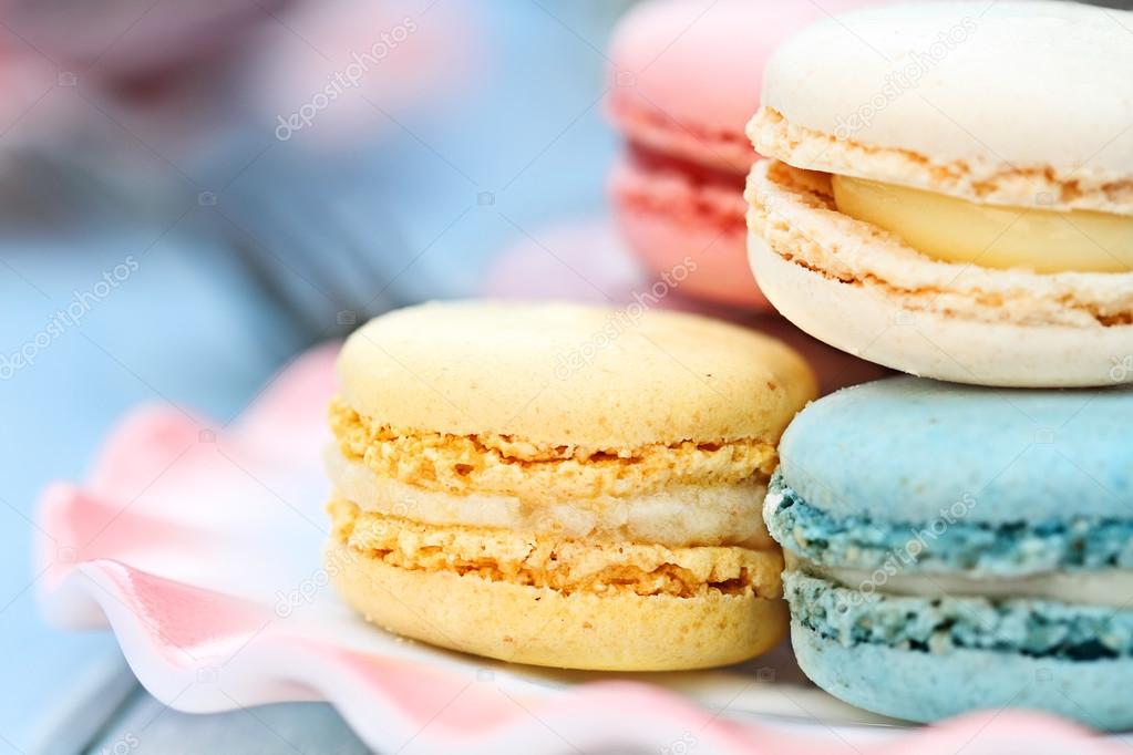 Plate of Pastel Colored Macarons