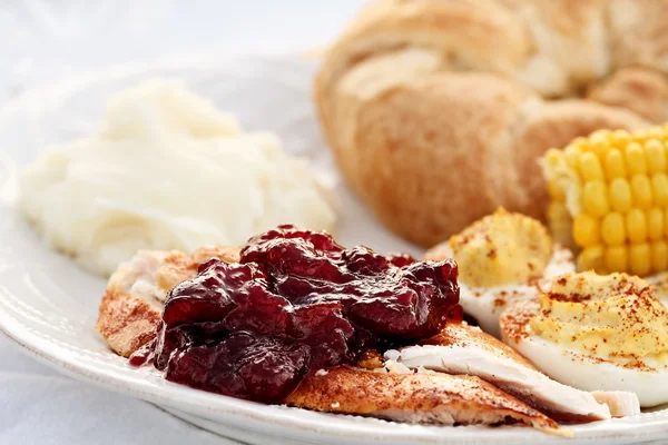 Cranberry Sauce over Roast Turkey — Stock Photo, Image