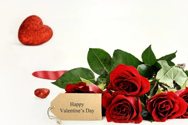 Róże i szczęśliwy Walentynki karty — Zdjęcie stockowe
