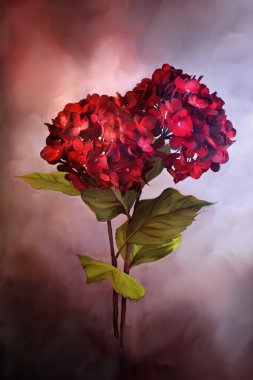 Painted Red Hydrangeas clipart