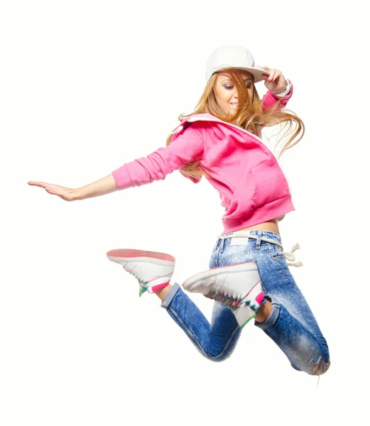 Hip hop dancer jumping high in the air — Stock Photo, Image