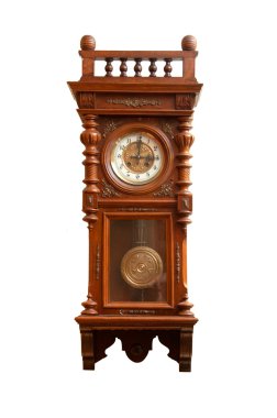 Beyaz arkaplanda izole edilmiş antika duvar saati