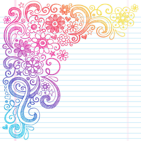 Flowers Sketchy School Notebook Doodles Vector Illustration