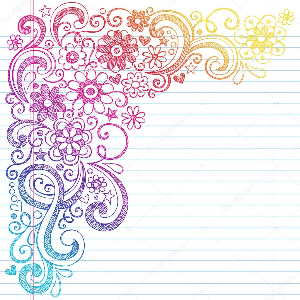 Flowers Sketchy School Notebook Doodles Vector Illustration