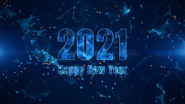 Mavi Arkaplanda Yeni Yıl 2021 Parlak Animasyonunuz Kutlu Olsun Yeni — Stok fotoğraf