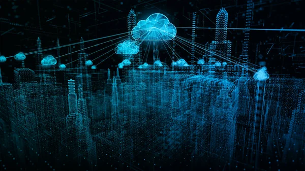 Smart Cybersikkerhed Digitale Data Futuristisk Teknologi Cloud Computing Ved Hjælp - Stock-foto