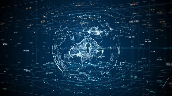 Cyberbezpieczeństwo Cyfrowe Dane Futurystyczne Technologie Chmury Obliczeniowej Wykorzystujące Sztuczną Inteligencję — Zdjęcie stockowe
