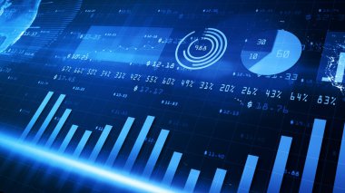 Dijital finans tablosu barları, dünya çapında mali yatırım eğilimleri, büyük veriler ve borsa, iş ve finans geçmişi