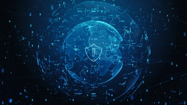 Icono Escudo Datos Digitales Seguridad Cibernética Protección Red Datos Digitales —  Fotos de Stock