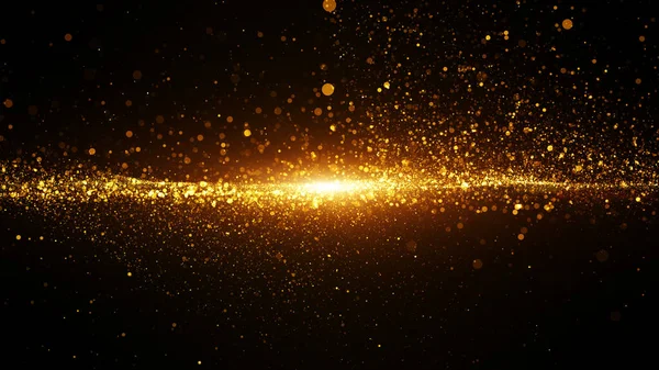 Colore Oro Flusso Particelle Digitali Onda Bagliore Luce Sfondo Tecnologico — Foto Stock