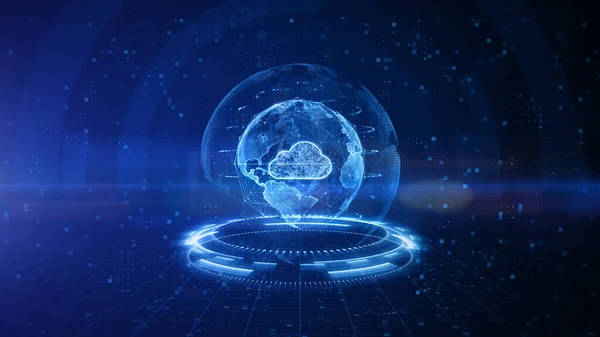 Fütüristik ve dijital bulut hesaplama teknolojisi, Global Network 5G yüksek hızlı internet bağlantısı ve büyük veri analiz arka planı konsepti siber güvenlik verileri. 3B görüntüleme