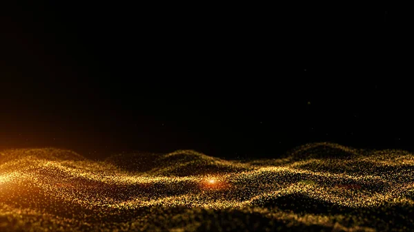 Ψηφιακός Κυβερνοχώρος Φουτουριστικός Χρυσό Κύμα Σωματιδίων Χρώμα Που Ρέει Bokeh — Φωτογραφία Αρχείου