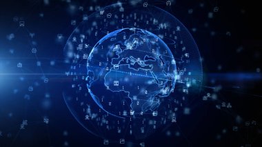 IOT, Futuristik Küresel ve Sosyal Ağ Bağlantısı, Teknoloji Ağı Dijital Veri Bağlantısı Arkaplan Kavramı, 3d Görüntüleme