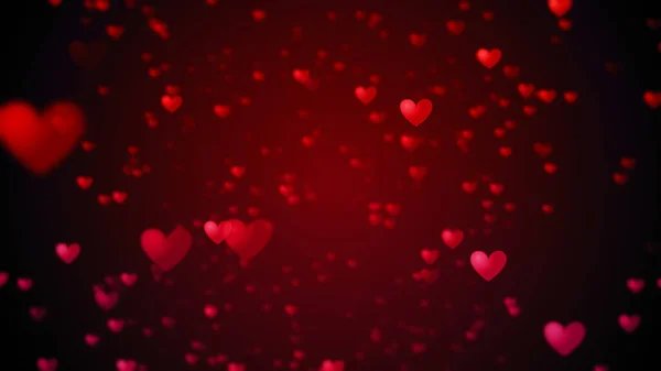 Sevgililer Günü Soyut Geçmişi Uçan Kırmızı Kalpler Parçacıklar Sevgililer Günü — Stok fotoğraf