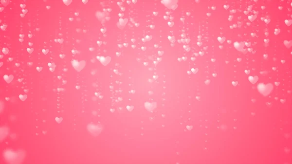 バレンタインデーの抽象的な背景 文字や粒子でピンクの心を飛んでバレンタインコンセプト 3Dレンダリング — ストック写真