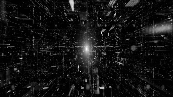 Digital cyberspace and digital data network connections concept. Transfer digital data hi-speed internet, Future technology digital abstract background concept. Monochrome 3d rendering