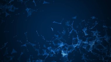 Soyut mavi geometrik. Noktalar ve çizgilerle dijital bağlantı. Teknoloji ağ bağlantısı arka planı