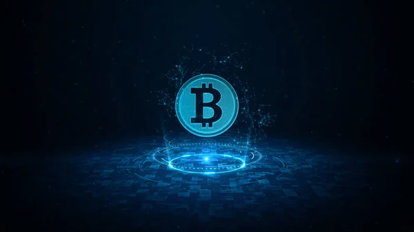 Bitcoin Kryptowährung Digitaler Geldwechsel Blockchain Technologie Verbindungen Hintergrundkonzept Darstellung — Stockfoto