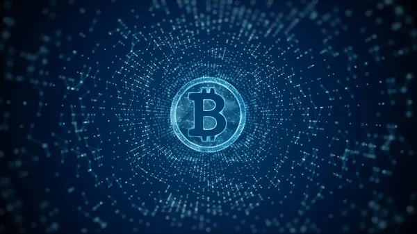 Criptomoeda Bitcoin Criptografia Digital Troca Dinheiro Digital Conexões Tecnologia Blockchain — Fotografia de Stock