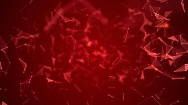 Teknoloji Dijital Ağ Hattı ve Noktalar Bağlantısı. Siber uzay Soyut Arkaplan Kırmızı Rengi. 3d oluşturma