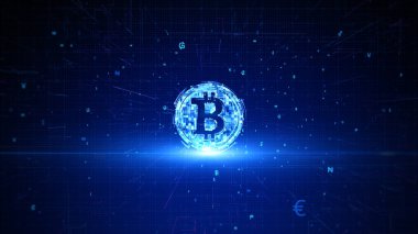 Bitcoin şifreleme dijital şifreleme, dijital para değişimi, engelleme teknolojisi bağlantıları, 3D görüntüleme