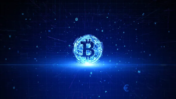 Crittografia Digitale Bitcoin Criptovaluta Cambio Denaro Digitale Connessioni Tecnologia Blockchain — Foto Stock