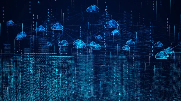 Cidade Inteligente Computação Nuvem Usando Movimento Rotação Inteligência Artificial Internet — Fotografia de Stock