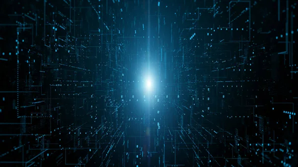 Digital Cyberspace Futuristic Digital Data Matrix Flowing Lighting High Speed — Stock Photo, Image