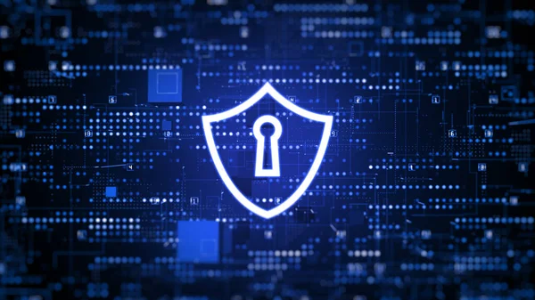 Shield Icon Cyber Security Technology Digitális Adatvédelem Jövő Háttere Renderelés — Stock Fotó