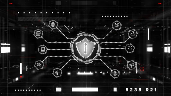 Ikona Tarczy Technologia Cyberbezpieczeństwa Cyfrowa Ochrona Danych Kontekst Przyszłości Renderowanie — Zdjęcie stockowe