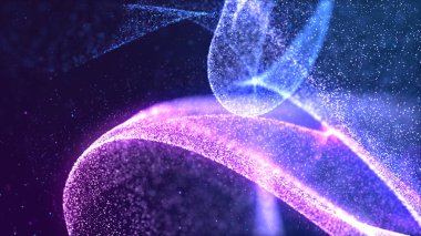 Toz ve ışık soyut arkaplan ile dijital parçacıklar büküm.