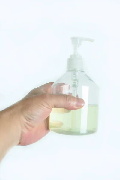 Hand Holding Bottle Hand Sanitizer — Stock Photo, Image