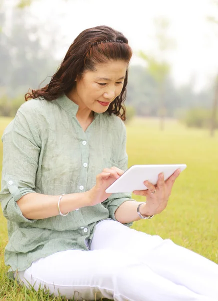 Women use tablet computers