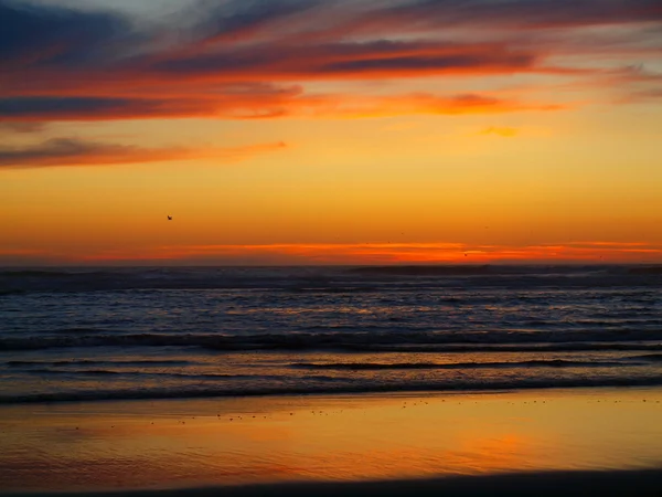 Zonsondergang op het strand — Stockfoto