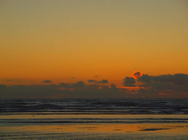 Gouden zonsondergang op het strand — Stockfoto