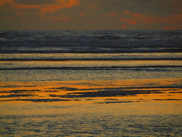Sahilde altın gün batımı — Stok fotoğraf