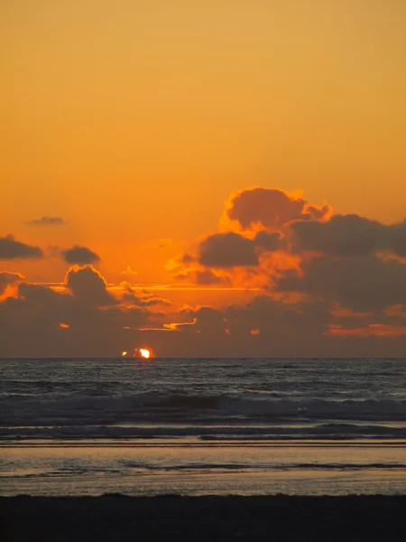 Atardecer dorado en la playa Fotos de stock libres de derechos