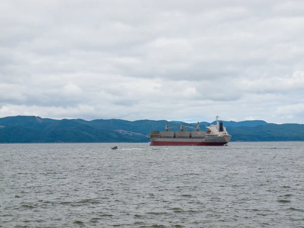 Navire cargo sur le fleuve Columbia à Astoria Oregon USA — Photo