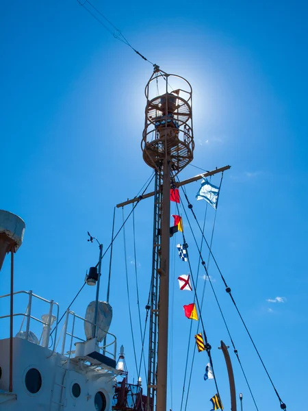 Columbia Lightship Main Light with Nautical and American Flags H — Stock Photo, Image