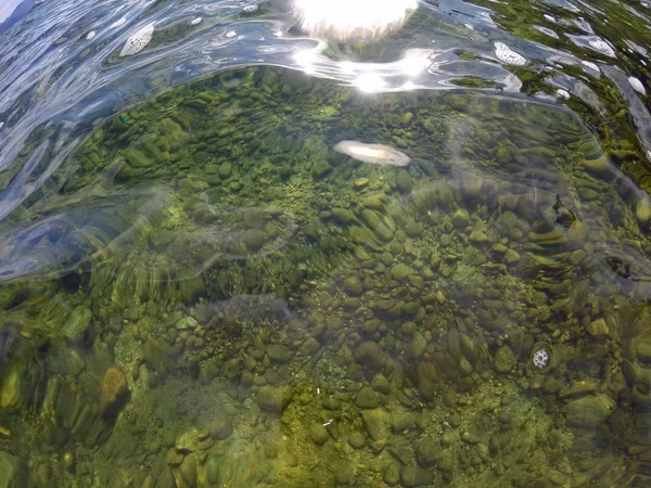 Superficie dell'acqua in un lago limpido — Foto Stock