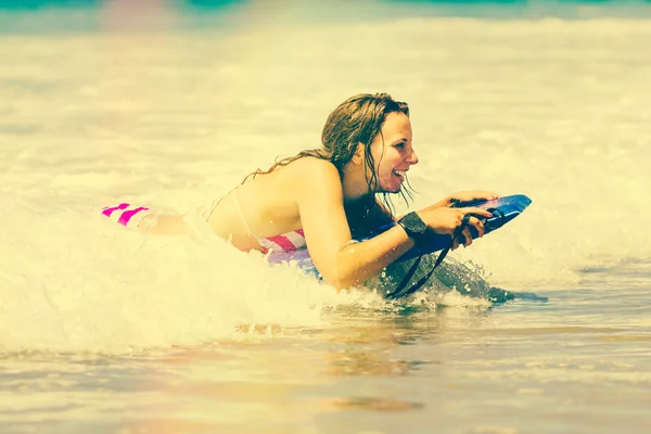 Girl Boogie Boarding — Stock Photo, Image