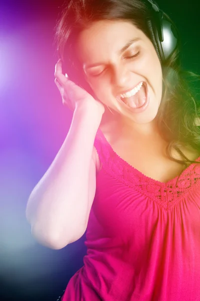 Headphones Music Girl — Stock Photo, Image