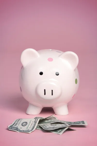 Cerdo de dinero rosa — Foto de Stock