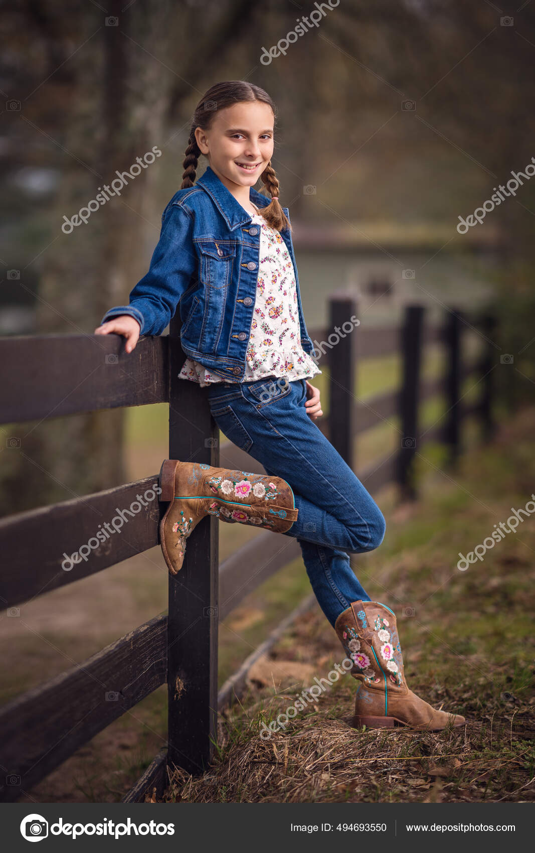 Beautiful Young Girl Cowboy Boots — Stock Photo © keeweeboy #494693550