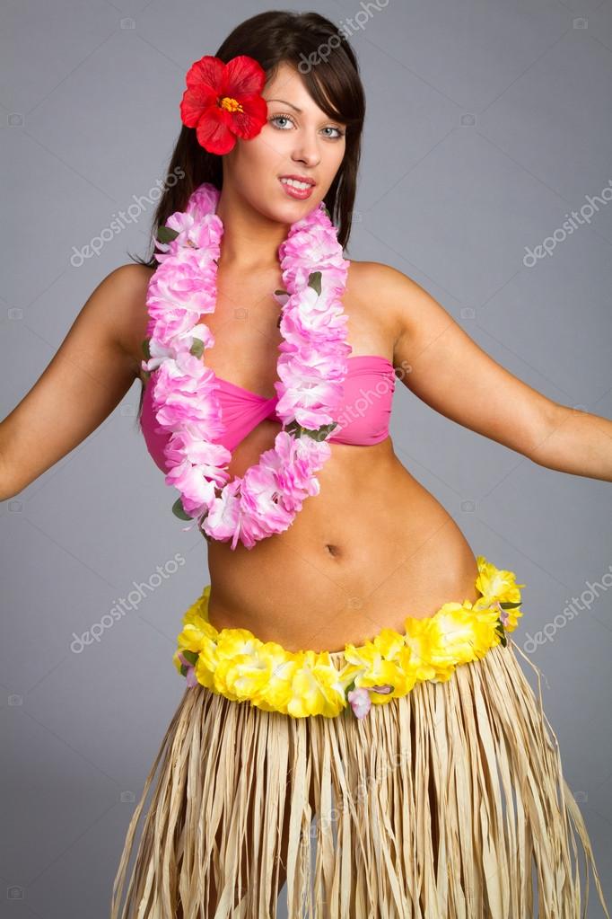 HAWAIIAN FANCY DRESS COSTUME Ladies Hula Coconut Bra Lei Garland