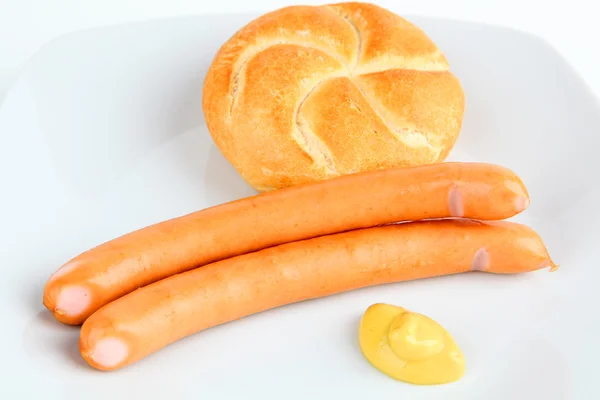 Vienna sausage with roll — Stock Photo, Image